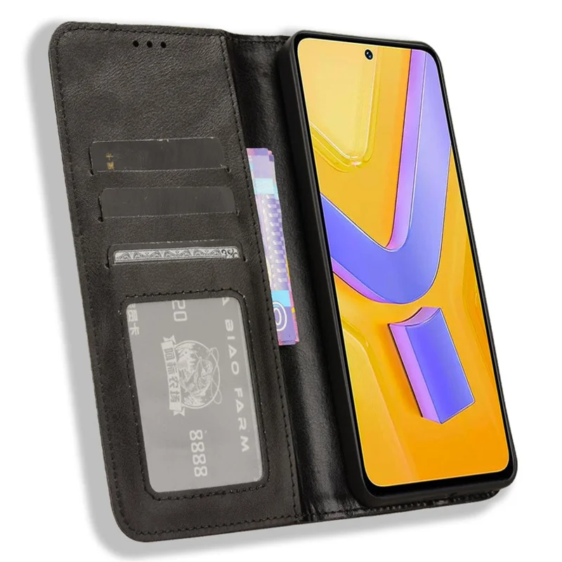 Для vivo Y200e 5G / V40 SE 5G / Y100 5G (Индонезия) / V30 Lite 4G / T3 5G / Y100 4G / V30 SE 5G Чехол для телефона Магнитная кожаная крышка - Черный