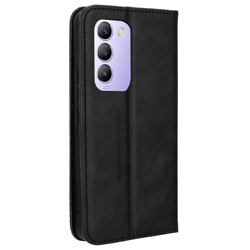 Для vivo Y200e 5G / V40 SE 5G / Y100 5G (Индонезия) / V30 Lite 4G / T3 5G / Y100 4G / V30 SE 5G Чехол для телефона Магнитная кожаная крышка - Черный