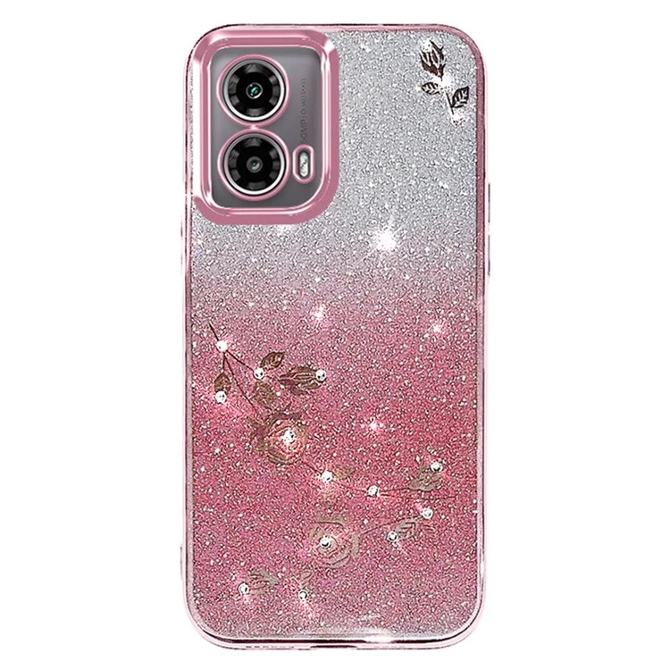 KADEM Pour Motorola Moto G24 5G / Moto G24 4G Étui TPU Bling Pailleté Strass Housse de Protection - Or Rose