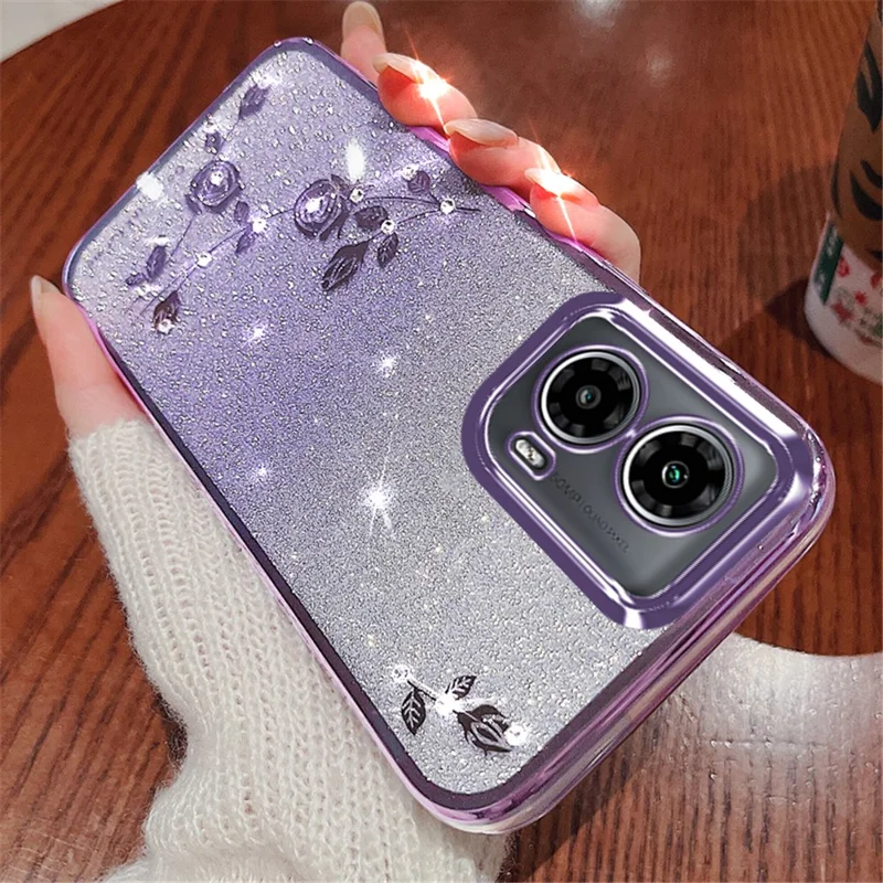 KADEM para Motorola Moto G24 5G / Moto G24 4G Funda Funda de TPU Bling Glitter Rhinestone Phone Guard - Púrpura