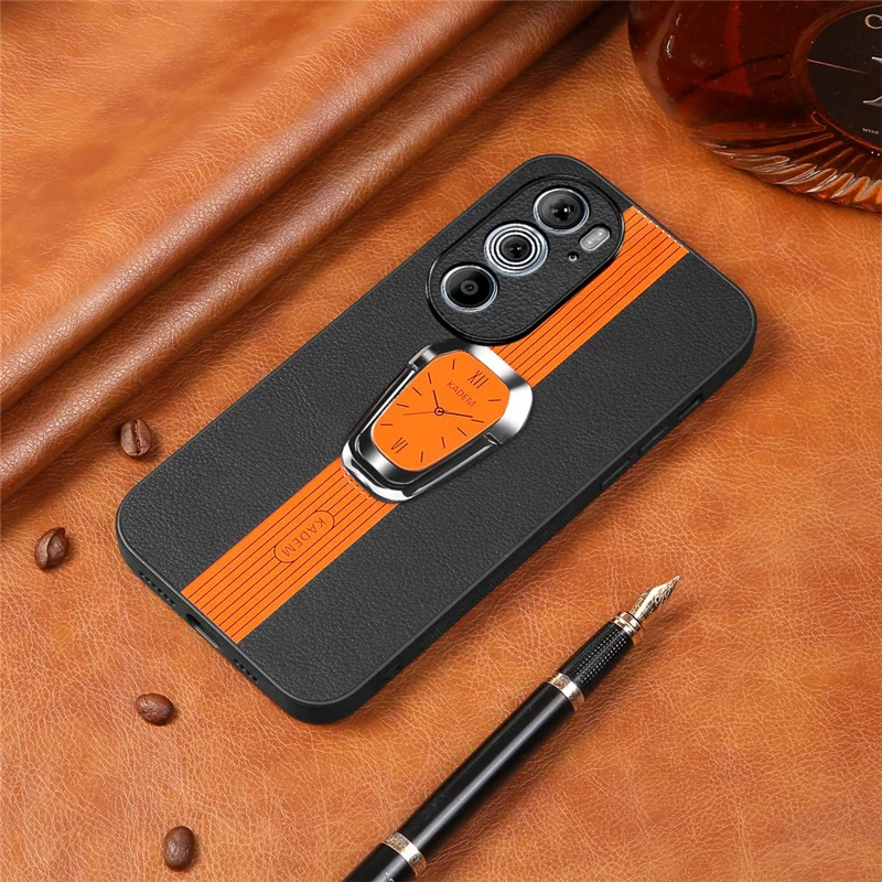 KADEM Pour Motorola Edge 30 Pro (Motorola Edge+ (2022)) Étui Téléphone PU+TPU+Acrylique avec Support - Orange