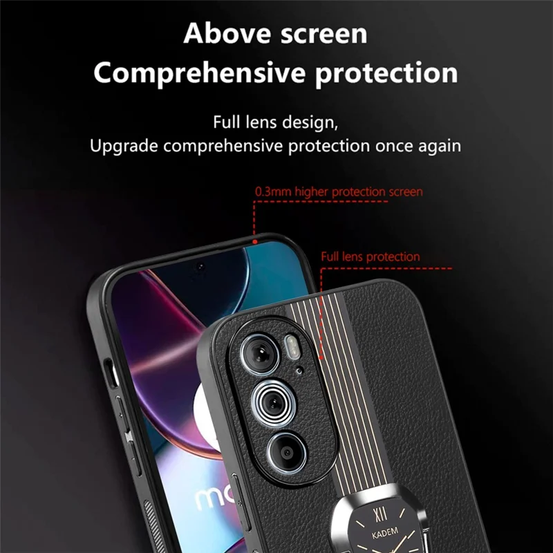 KADEM Pour Motorola Edge 30 Pro (Motorola Edge+ (2022)) Étui Téléphone PU+TPU+Acrylique avec Support - Orange