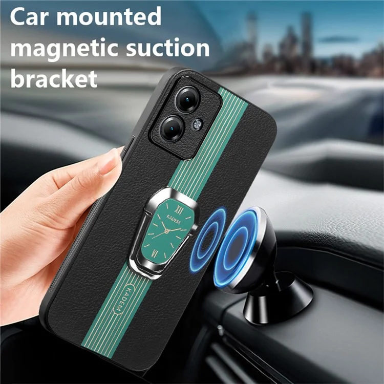 KADEM For Motorola Moto G14 4G Cover Folding Kickstand PU+TPU+Acrylic Cell Phone Case - Green
