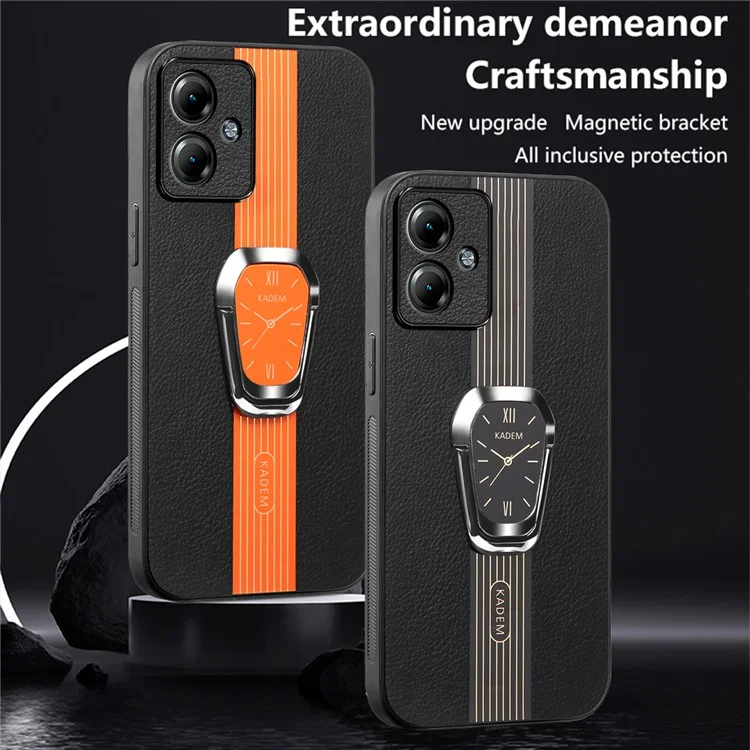 KADEM For Motorola Moto G14 4G Cover Folding Kickstand PU+TPU+Acrylic Cell Phone Case - Green