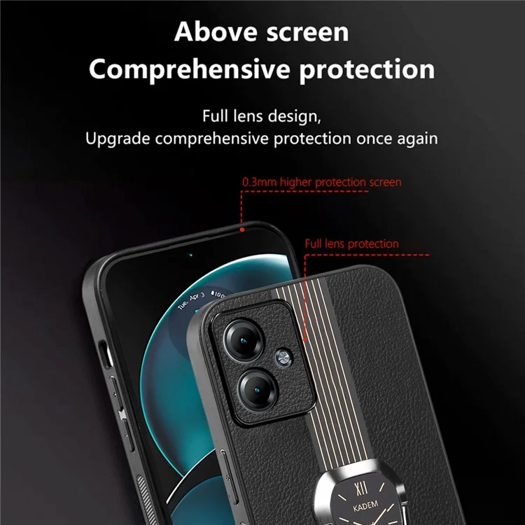 KADEM For Motorola Moto G14 4G Cover Folding Kickstand PU+TPU+Acrylic Cell Phone Case - Green
