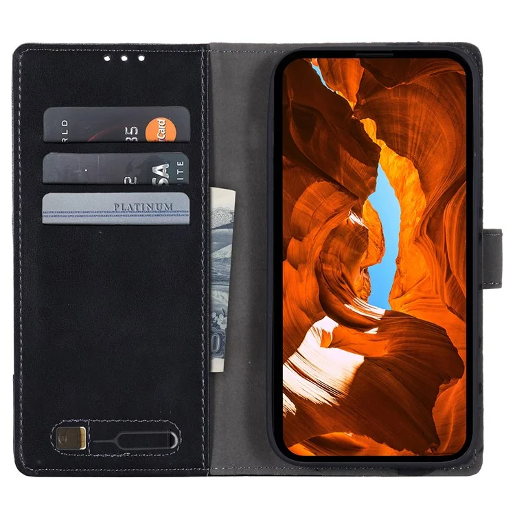MUXMA MX102 For OnePlus 12 5G Case Magnetic Clasp Canvas+Leather+TPU Phone Wallet Cover - Black