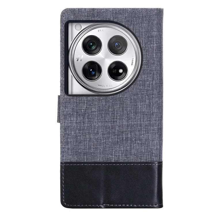MUXMA MX102 For OnePlus 12 5G Case Magnetic Clasp Canvas+Leather+TPU Phone Wallet Cover - Black