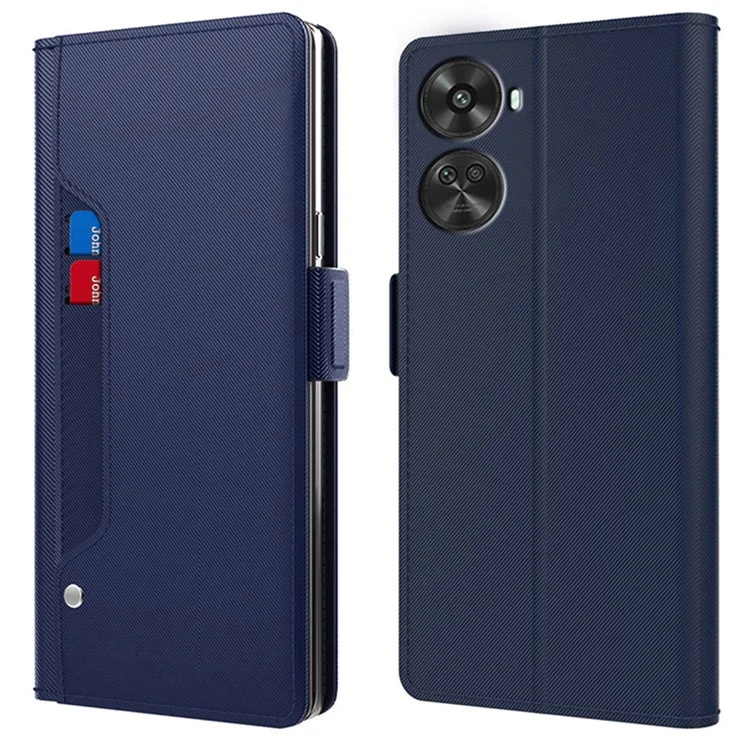 Für Huawei nova 12 SE 4G Handyhülle Kartensteckplatz PU-Leder Abdeckung mit Spiegel - Blau