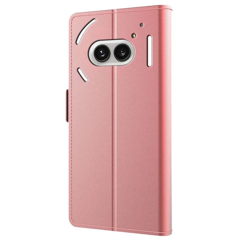 For Nothing Phone (2a) Plus / Phone (2a) Case Leather Shockproof Card Holder Phone Cover with Mirror - Rose Gold