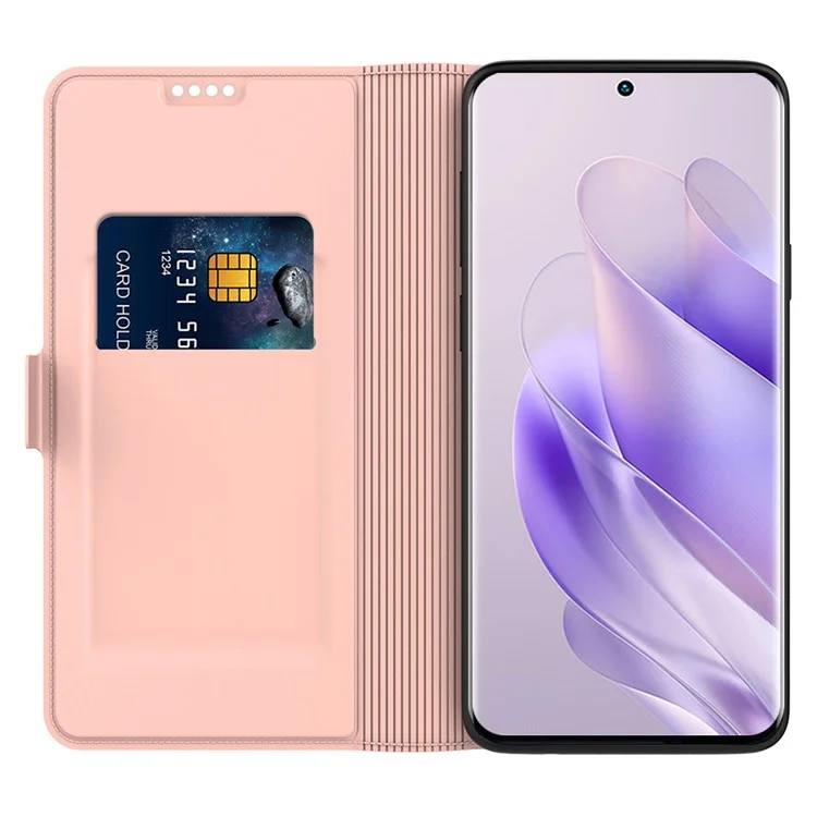 Para o Infinix Note 40 Pro 5G Capa de Couro com Suporte para Cartão - Rose Gold