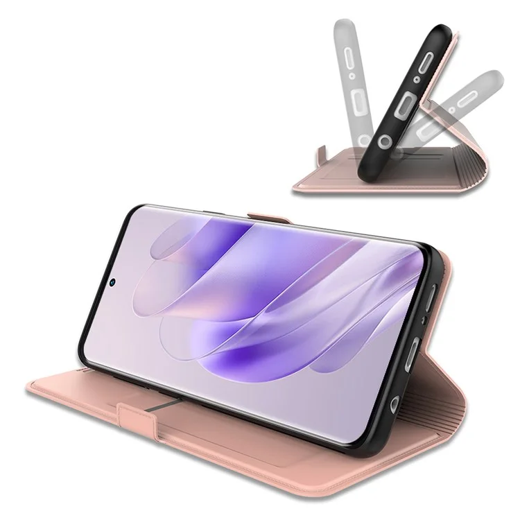 Para o Infinix Note 40 Pro 5G Capa de Couro com Suporte para Cartão - Rose Gold
