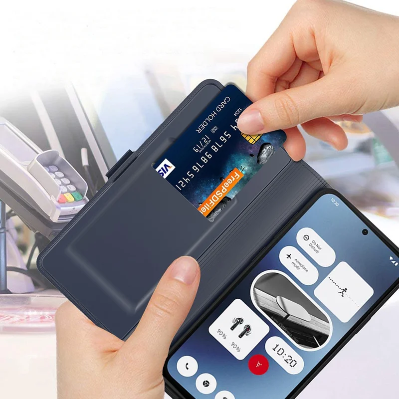 For Nothing Phone (2a) Plus / Phone (2a) Case Folding Stand PU Leather Shock-Absorbent Phone Cover - Blue
