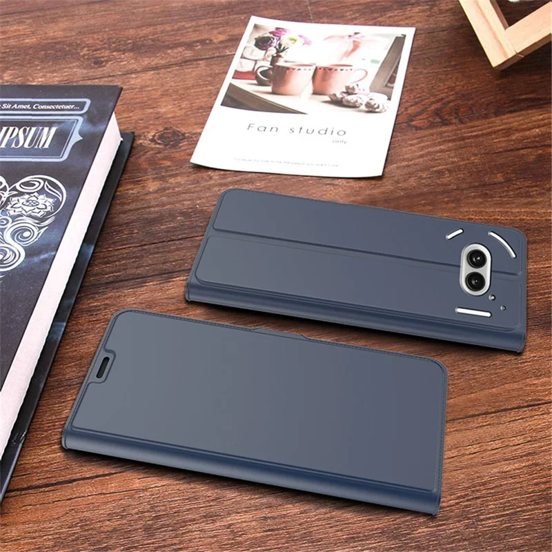For Nothing Phone (2a) Plus / Phone (2a) Case Folding Stand PU Leather Shock-Absorbent Phone Cover - Blue