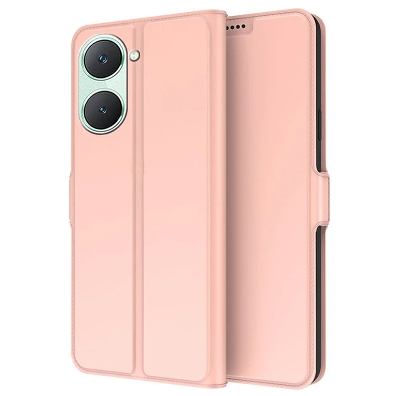 For vivo Y03 Case Flip Stand PU Leather Anti-drop Cell Phone Cover with Card Slot - Rose Gold