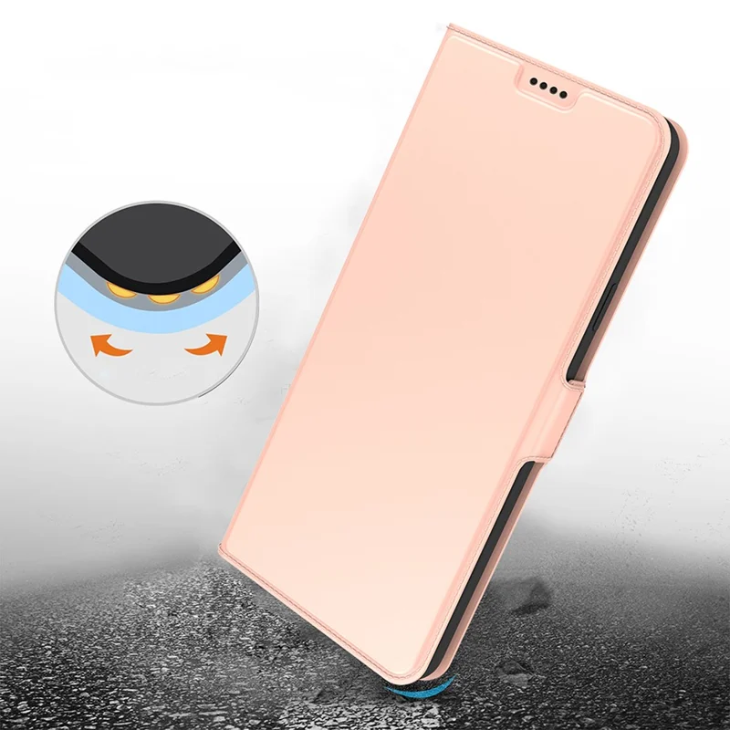 For vivo Y03 Case Flip Stand PU Leather Anti-drop Cell Phone Cover with Card Slot - Rose Gold