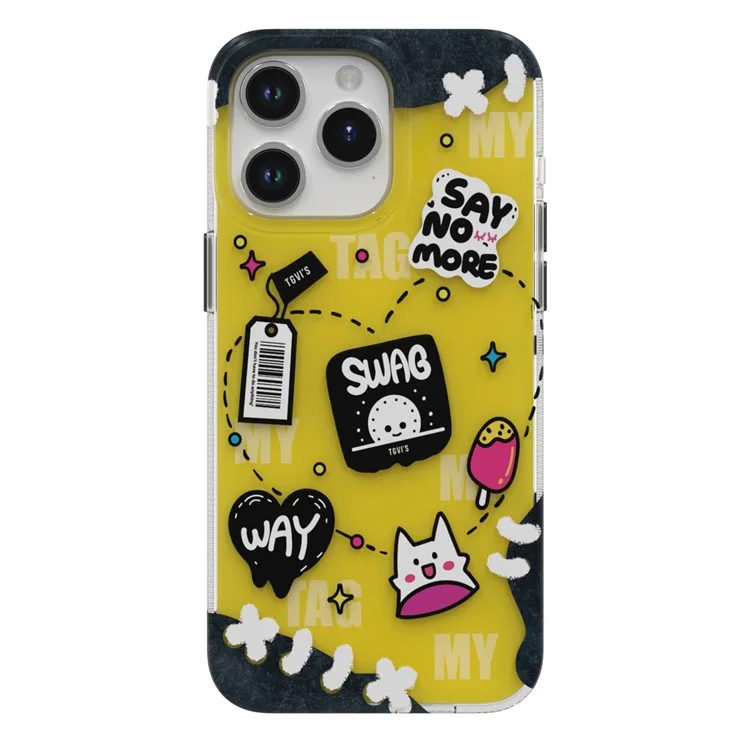 TGVI'S Stylish Series For iPhone 15 Pro Max Case IML Graffiti Pattern PET+TPU Phone Cover - Pattern Splicing