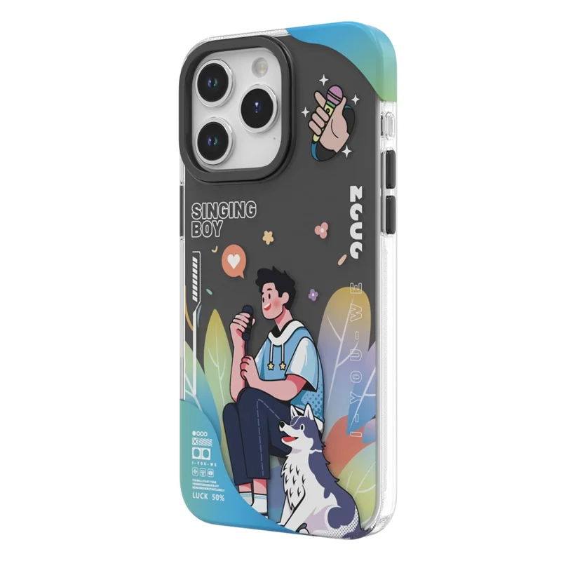 TGVI'S Stylish Series For iPhone 15 Pro Case Musical Instrument IML Pattern PET+TPU Phone Cover - Black