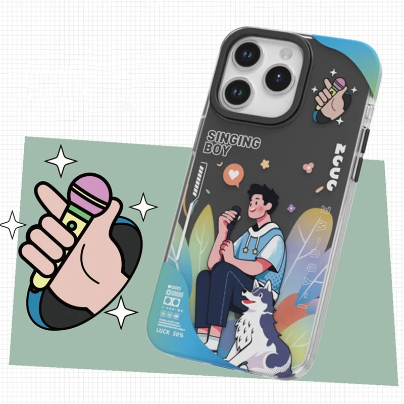 TGVI'S Stylish Series For iPhone 15 Pro Case Musical Instrument IML Pattern PET+TPU Phone Cover - Black