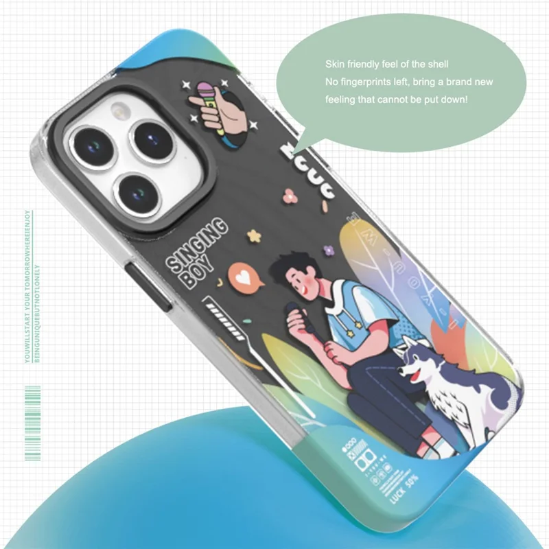 TGVI'S Stylish Series For iPhone 15 Pro Case Musical Instrument IML Pattern PET+TPU Phone Cover - Black