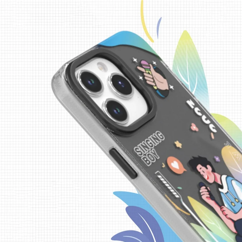 TGVI'S Stylish Series For iPhone 15 Pro Case Musical Instrument IML Pattern PET+TPU Phone Cover - Black