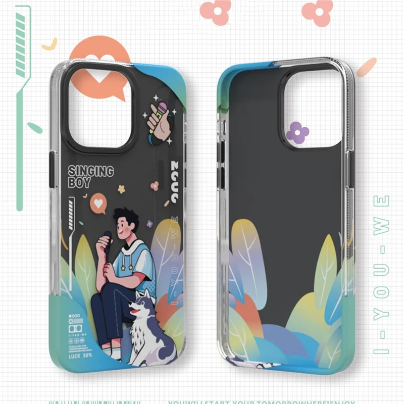 TGVI'S Stylish Series For iPhone 15 Pro Case Musical Instrument IML Pattern PET+TPU Phone Cover - Black