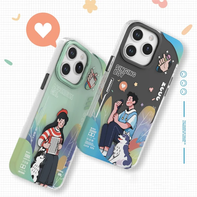 TGVI'S Stylish Series For iPhone 15 Pro Case Musical Instrument IML Pattern PET+TPU Phone Cover - Black