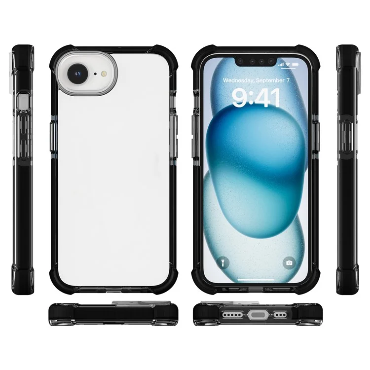 Coque pour iPhone SE (2025) 3-en-1 Protection contre les chutes TPU+TPE+Acrylique - Noir