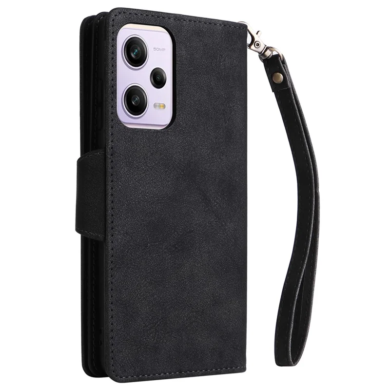 For Xiaomi Redmi Note 12 Pro Speed 5G / Note 12 Pro 5G / Poco X5 Pro 5G Case Wallet Rivet Decor Leather Folio Flip Phone Cover - Black