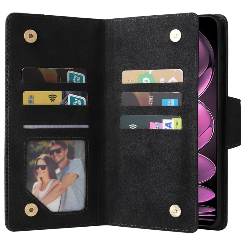 For Xiaomi Redmi Note 12 Pro Speed 5G / Note 12 Pro 5G / Poco X5 Pro 5G Case Wallet Rivet Decor Leather Folio Flip Phone Cover - Black