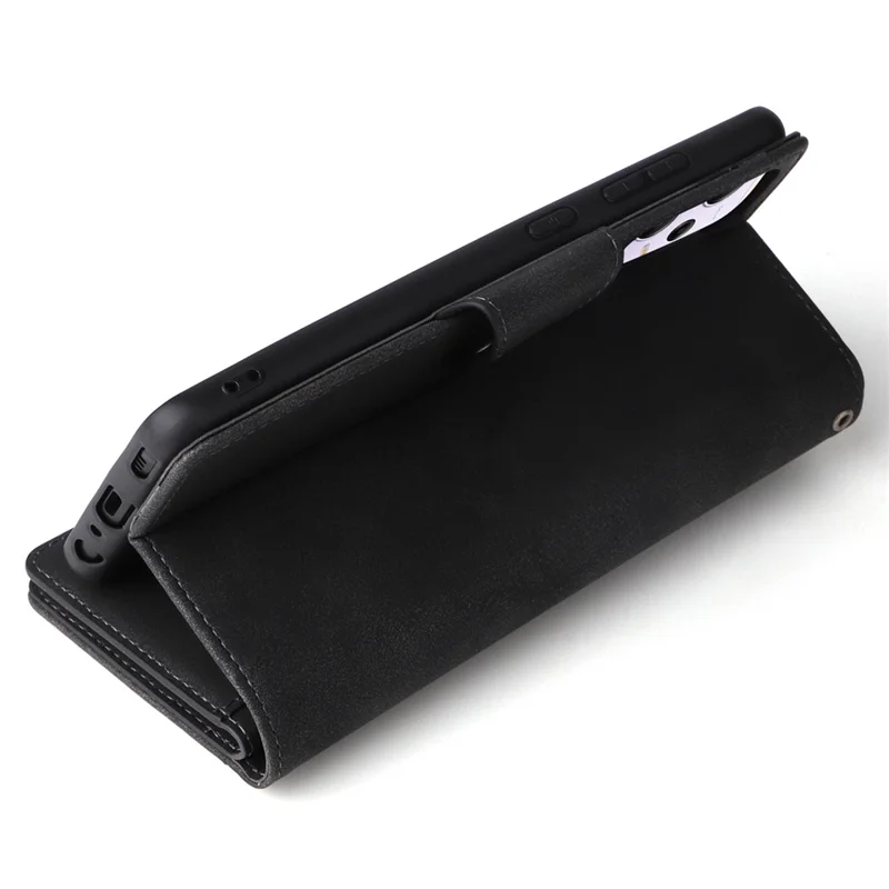 For Xiaomi Redmi Note 12 Pro Speed 5G / Note 12 Pro 5G / Poco X5 Pro 5G Case Wallet Rivet Decor Leather Folio Flip Phone Cover - Black
