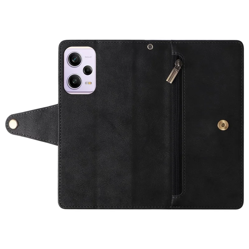 For Xiaomi Redmi Note 12 Pro Speed 5G / Note 12 Pro 5G / Poco X5 Pro 5G Case Wallet Rivet Decor Leather Folio Flip Phone Cover - Black