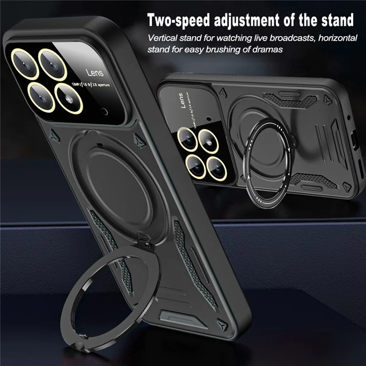 For Xiaomi Poco X6 Pro 5G / Redmi K70E 5G Cell Phone Cases Kickstand PC+TPU Cover Compatible with MagSafe - Black