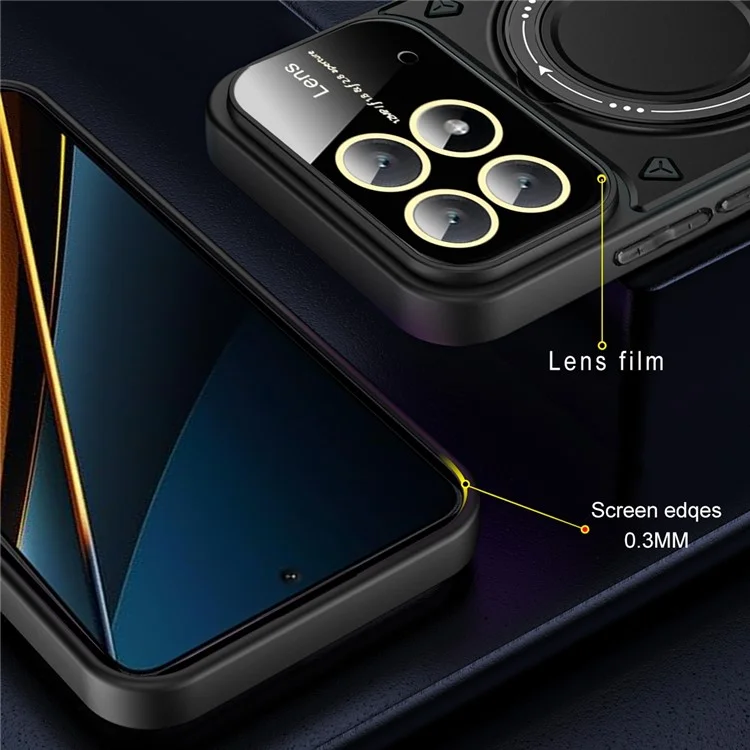 For Xiaomi Poco X6 Pro 5G / Redmi K70E 5G Cell Phone Cases Kickstand PC+TPU Cover Compatible with MagSafe - Black
