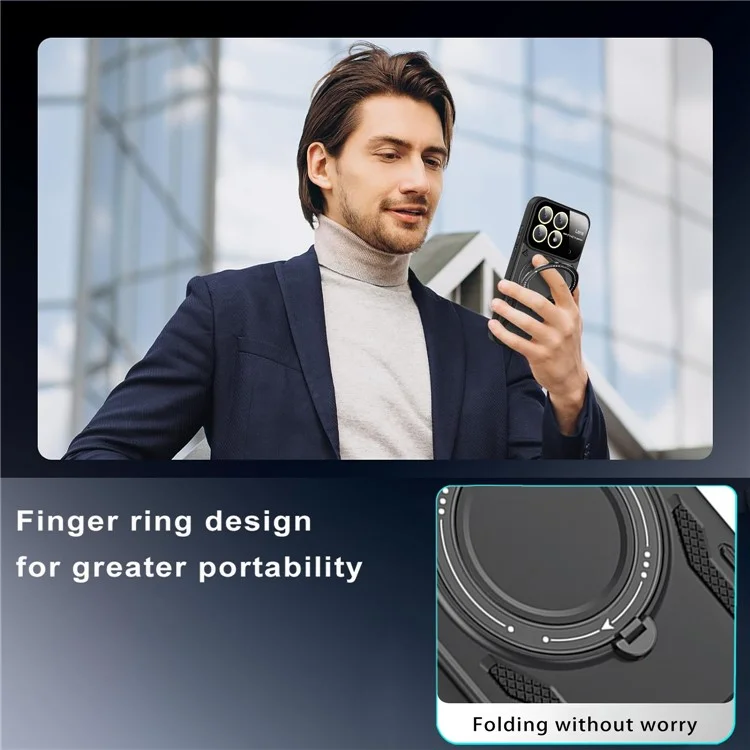 For Xiaomi Poco X6 Pro 5G / Redmi K70E 5G Cell Phone Cases Kickstand PC+TPU Cover Compatible with MagSafe - Black