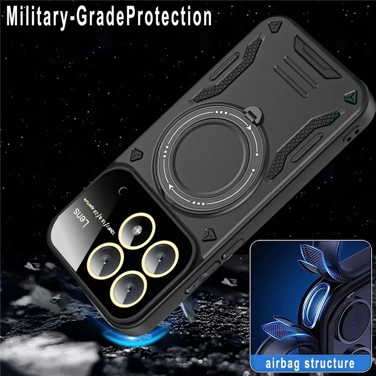 For Xiaomi Poco X6 Pro 5G / Redmi K70E 5G Cell Phone Cases Kickstand PC+TPU Cover Compatible with MagSafe - Black
