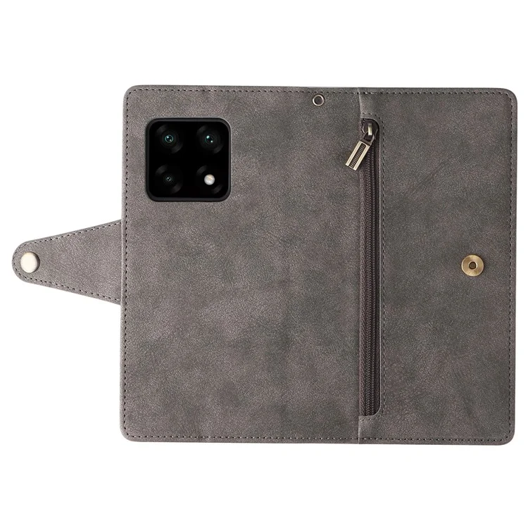Para OnePlus 10 Pro 5G Funda Anti-caída con Remache Decorativo Funda de Piel Sintética con Soporte y Cartera - Gris