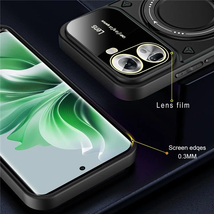 For Oppo Reno11 5G (Global) Case PC+TPU Kickstand Phone Back Cover Compatible with MagSafe - Black