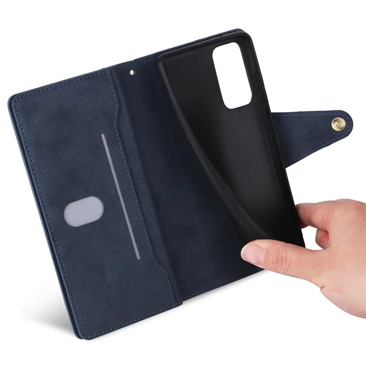 For OnePlus Nord Case PU Leather Foldable Stand Wallet Phone Cover with Rivet Decor - Blue