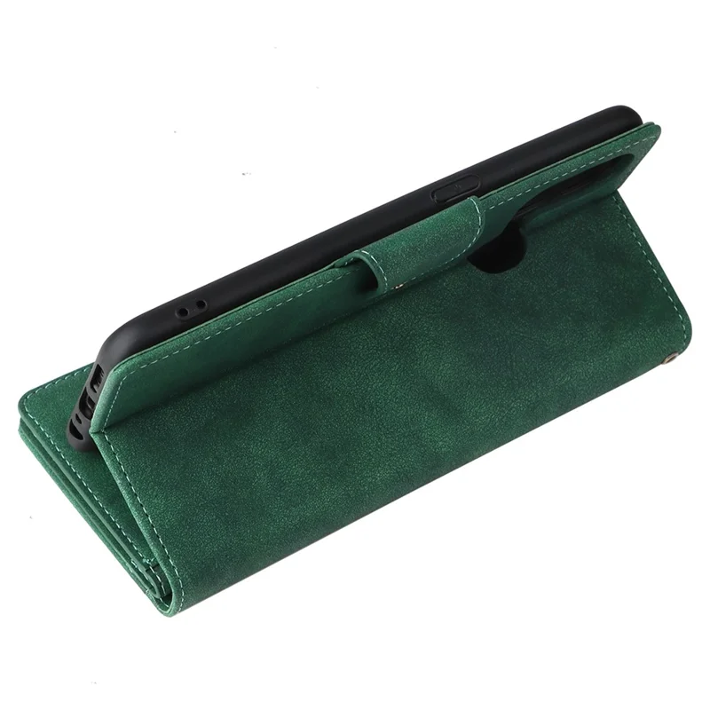 For OnePlus Nord N10 5G Cell Phone Case PU Leather Wallet Cover with Rivet Decor - Green