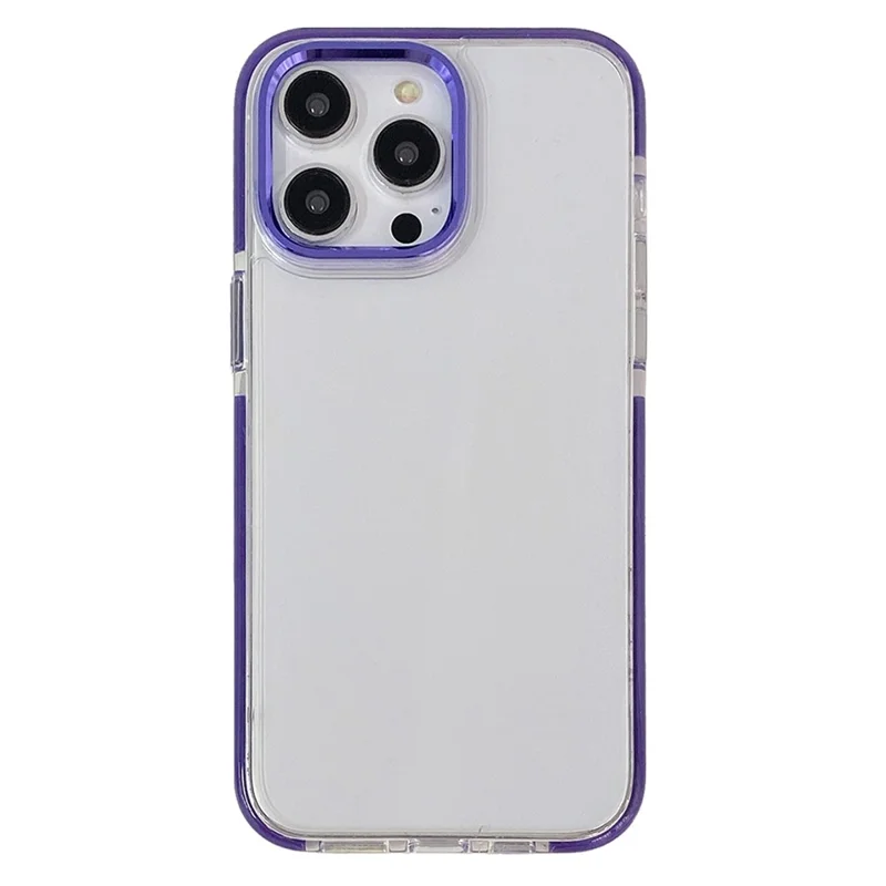 For iPhone 14 Pro Case Metal Camera Frame PC+TPU Clear Anti-drop Phone Cover - White