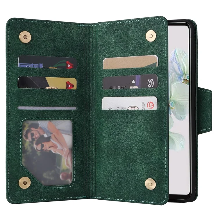 Funda para Google Pixel 7 5G Múltiples Ranuras para Tarjetas Decoración con Remaches Soporte de Piel - Verde