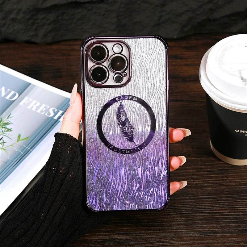 Étui pour iPhone 12 Pro Max KADEM avec paillettes et revêtement électrolytique TPU anti-chute - Violet