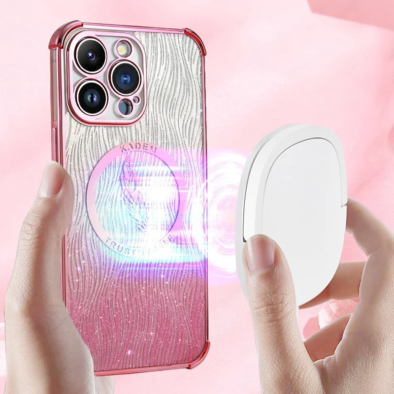 KADEM til iPhone 15 Pro Case Glitter Elektropladeret TPU Støjsikker Telefondæksel - Pink