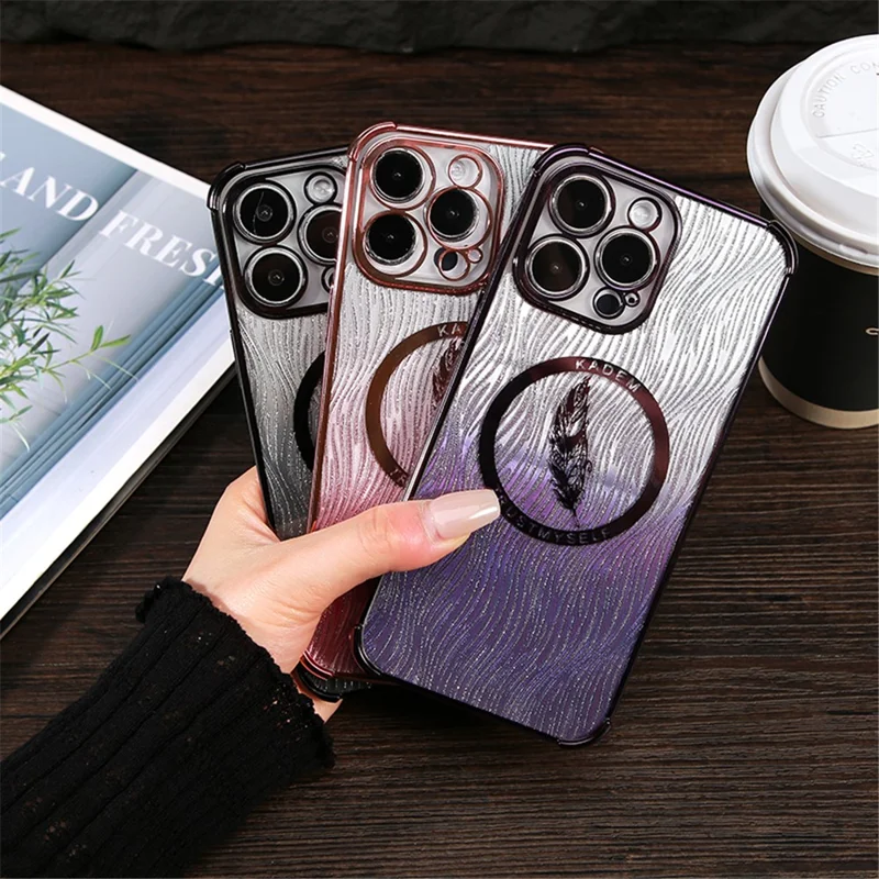 KADEM til iPhone 15 Pro Case Glitter Elektropladeret TPU Støjsikker Telefondæksel - Pink