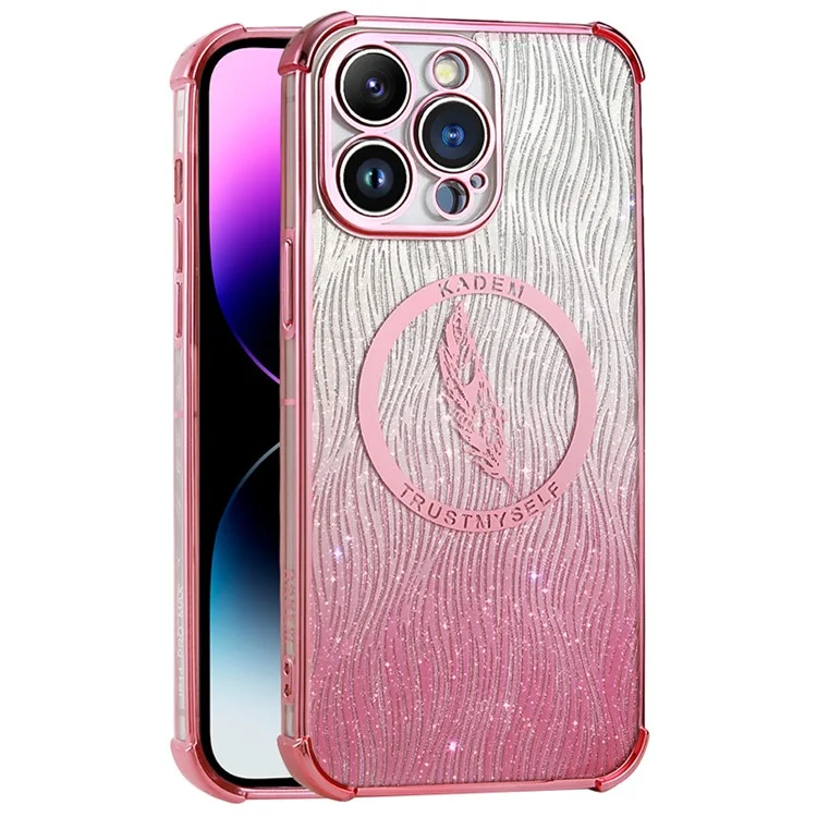 KADEM Para iPhone 15 Pro Max Capa TPU Glitter Powder Electroplated Smart Phone Cover - Pink