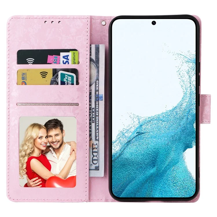 Para Samsung Galaxy A54 5G Case RFID Blocking Magnetic Phone Cover with Lacquered Design - Rose Flower