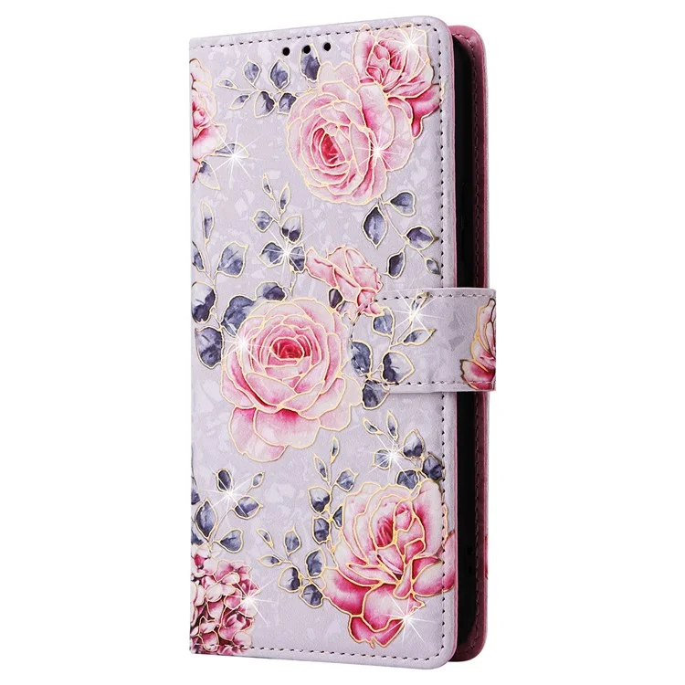 Para Samsung Galaxy A54 5G Case RFID Blocking Magnetic Phone Cover with Lacquered Design - Rose Flower