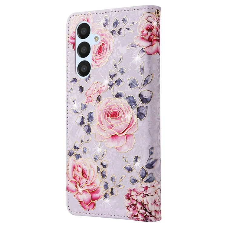 Para Samsung Galaxy A54 5G Case RFID Blocking Magnetic Phone Cover with Lacquered Design - Rose Flower
