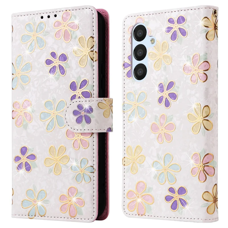 Para Samsung Galaxy A54 5G Case RFID Blocking Magnetic Phone Cover com Design Envernizado - Flor Colorida