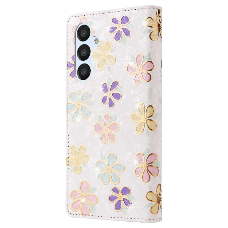 Para Samsung Galaxy A54 5G Case RFID Blocking Magnetic Phone Cover com Design Envernizado - Flor Colorida
